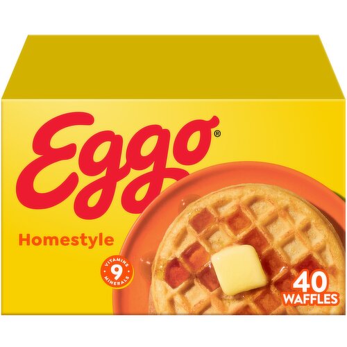 Eggo Frozen Waffles, Homestyle, Easy Breakfast - 49.3 Ounce