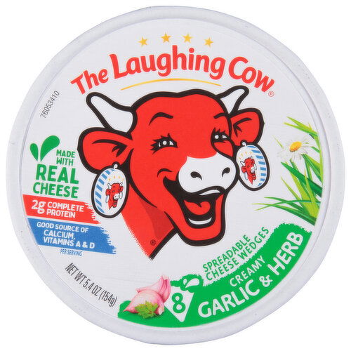 The Laughing Cow Spreadable Cheese Wedges, Garlic & Herb, Creamy