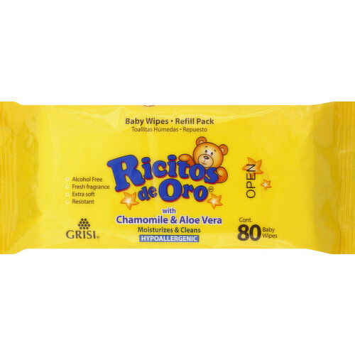 Ricitos de Oro Baby Wipes, Refill Pack