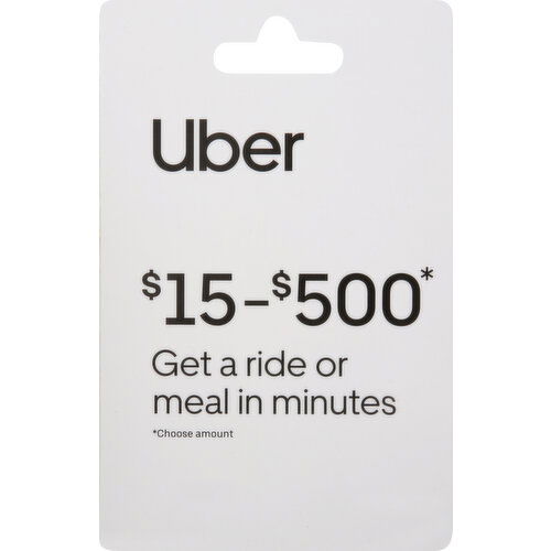 Uber Gift Card, $15-$500