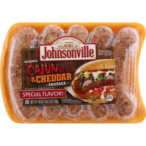 Johnsonville Sausage, Cajun Style & Cheddar, Blackened