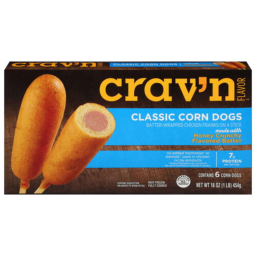 Crav'n Flavor Corn Dogs, Classic, Honey Crunchy Flavored Batter