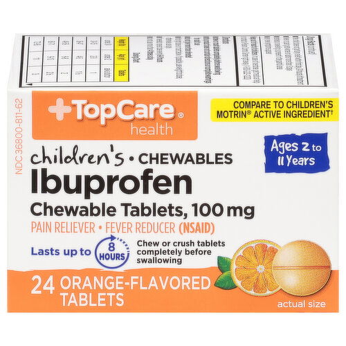 TopCare Ibuprofen, Children's, 100 mg, Chewable Tablets, Orange-Flavored