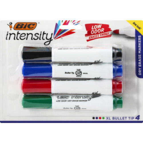 BiC Dry Erase Markers, Low Odor, XL Bullet Tip