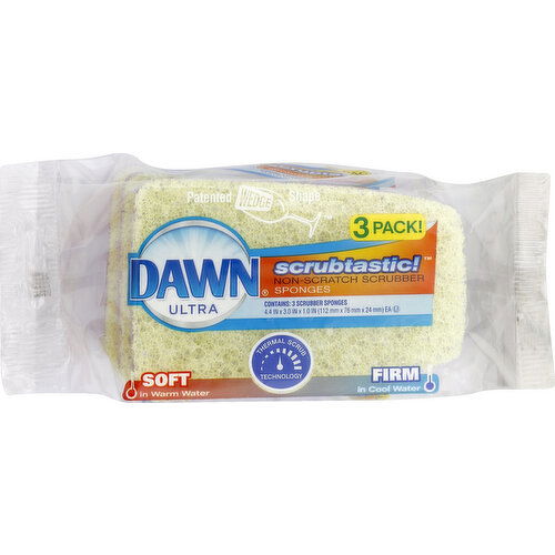 Dawn Sponges, Scrubber, Non-Scratch, 3 Pack!