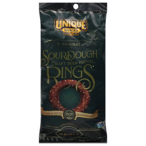 Unique Snacks Pretzels, Rings, Original, Soudough Craft Beer