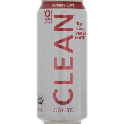 Clean Cause Yerba Mate, Cherry Lime, Sparkling