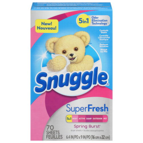 Snuggle Dryer Sheets, Super Fresh, Spring Burst, 5 in 1