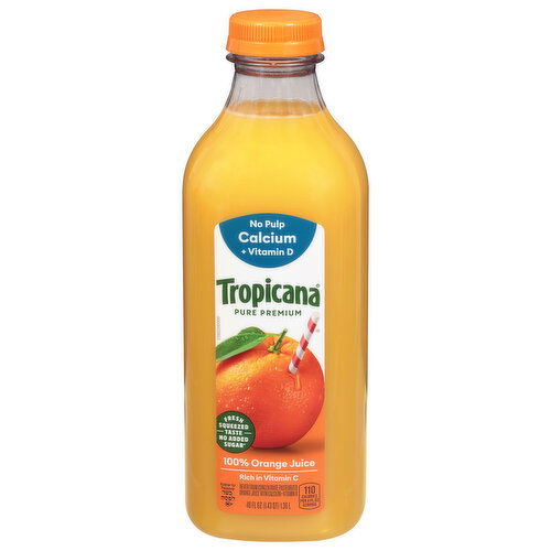 Tropicana No Pulp Pure Premium 100% Orange Juice - 46 Fluid Ounce