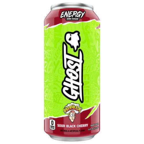 Ghost Zero Sugar Warheads Sour Black Cherry Energy Drink - 16 Fluid Ounce