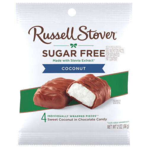 Russell Stover Chocolate Candy, Sugar Free, Coconut - 4 Each