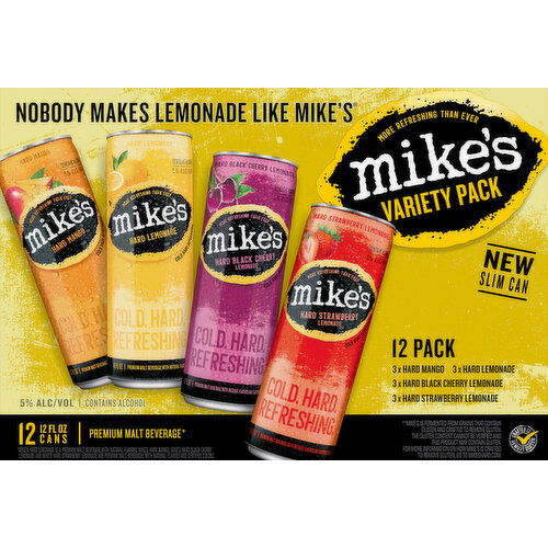 Mike's Beer, Malt Beverage, Premium,Variety Pack, 12 Pack