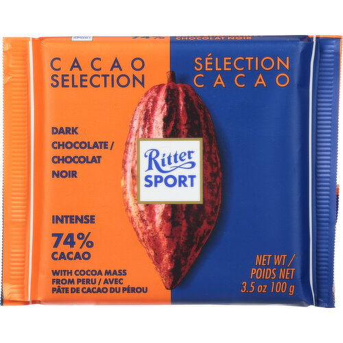 Ritter Sport Dark Chocolate, Intense, 74% Cacao