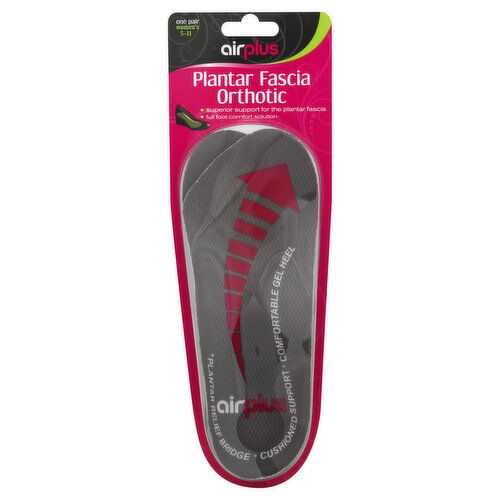 Airplus Insoles, Plantar Fascia Orthotic, 5-11, Women's