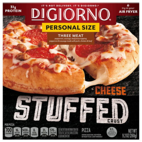 DiGiorno Pizza, Three Meat, Cheese Stuffed Crust, Personal Size