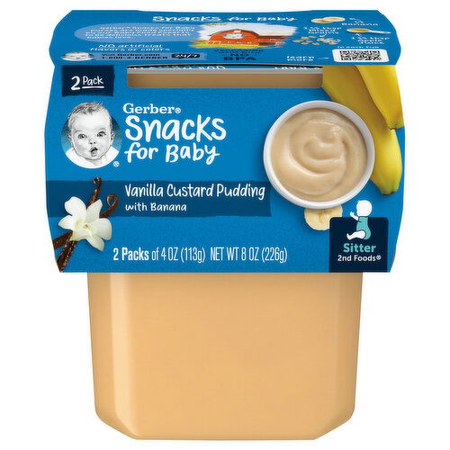 Gerber Pudding, Vanilla Custard, 2 Pack