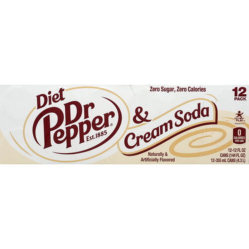 Dr Pepper Cream Soda, Diet, 12 Pack