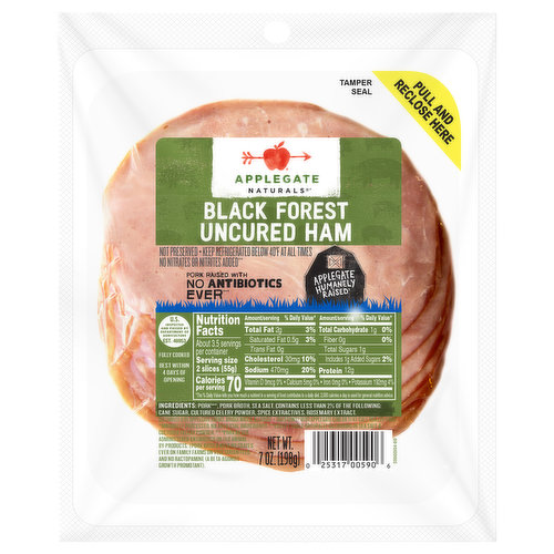 Applegate Naturals Ham, Uncured, Black Forest