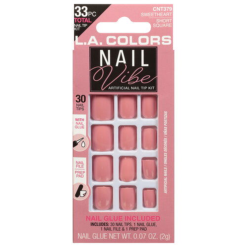L.A. Colors Nail Tip Kit, Short Square, Sweetheart - 1 Each