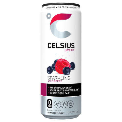 Celsius Energy Drink, Sparkling, Wild Berry