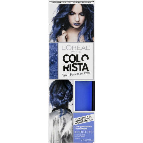 Colorista Semi-Permanent Hair Color, Indigo 500