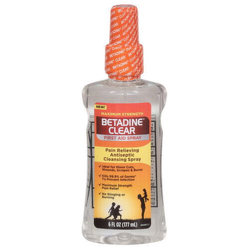 Betadine Clear First Aid Spray, Maximum Strength