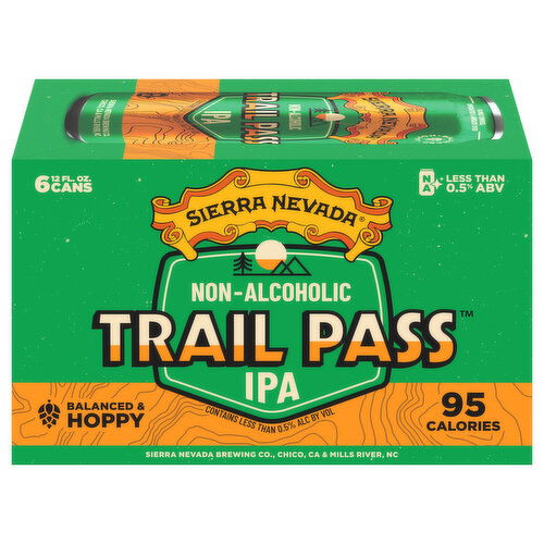 Sierra Nevada Beer, Non-Alcoholic, IPA, Trail Pass - 6 Each