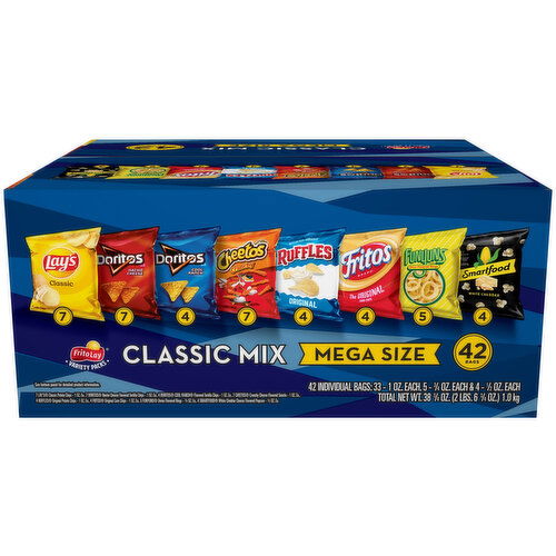 Frito Lay Snacks, Classic Mix, Mega Size, Variety Packs