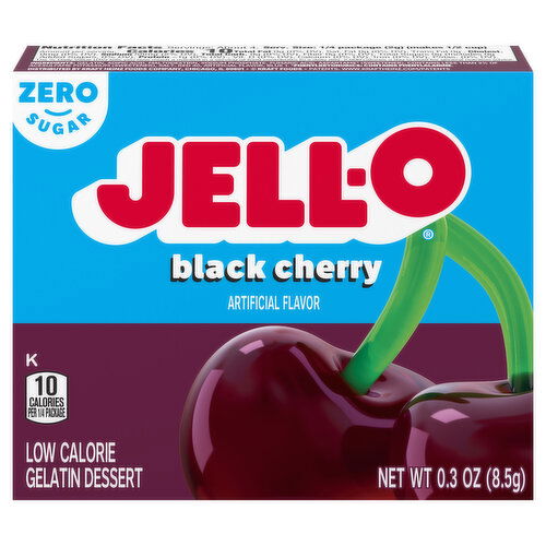 Jell-O Gelatin Dessert, Low Calorie, Zero Sugar, Black Cherry