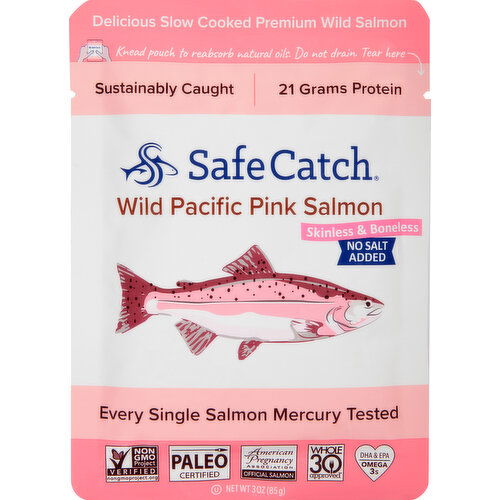 Safe Catch Pink Salmon, No Salt Added, Skinless & Boneless