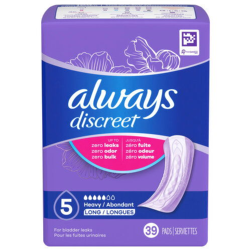 Always Discreet Pads, Heavy, Long, Size 5