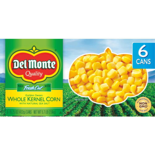 Del Monte Corn, Whole Kernel, with Natural Sea Salt, Golden Sweet