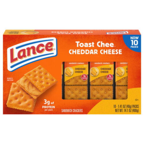 Lance Sandwich Crackers, Cheddar Cheese, 10 Packs - 10 Each