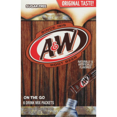 A&W Drink Mix Packets, Sugar Free, Root Beer, On the Go