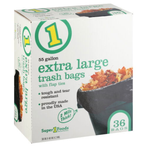 Super 1 Foods 55 Gallon Extra Large Trash Bags