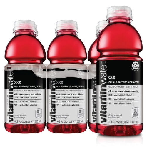 vitaminwater xxx, Electrolyte Enhanced Water W/ Vitamins, Açai-Blueberry-Pomegranate Drinks