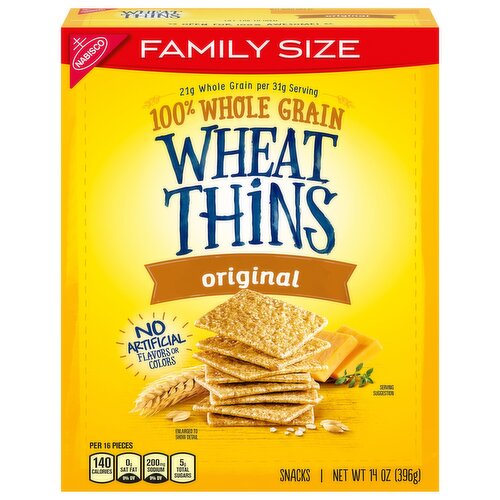 WHEAT THINS Wheat Thins Original Snacks, Whole Grain Wheat Crackers, Snack Crackers, Family Size, 14 oz