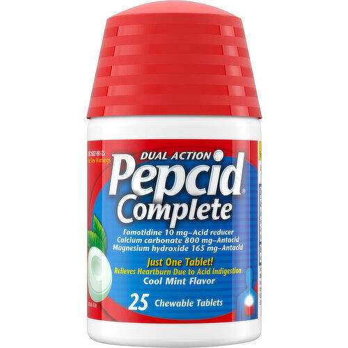 Pepcid Acid Reducer, Cool Mint Flavor, Dual Action, Chewable Tablets