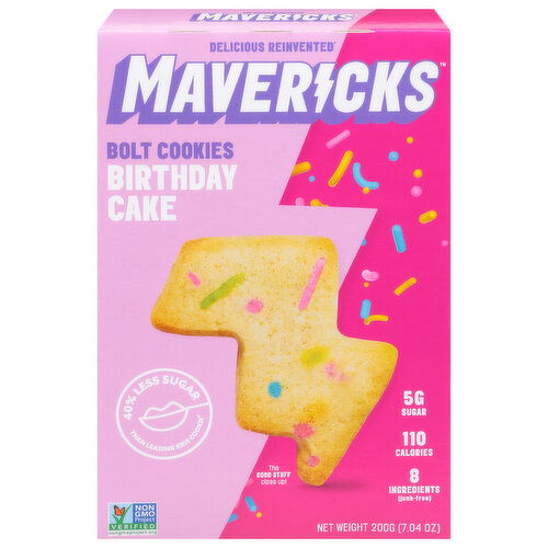 Mavericks Bolt Cookies, Birthday Cake - 7.04 Ounce