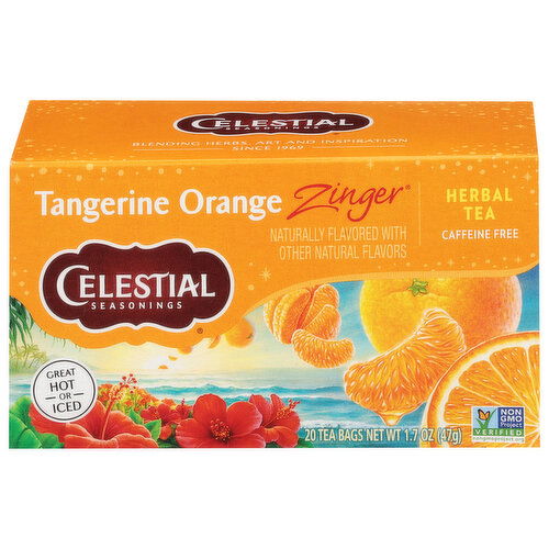 Celestial Seasonings Herbal Tea, Caffeine Free, Tangerine Orange Zinger, Tea Bags