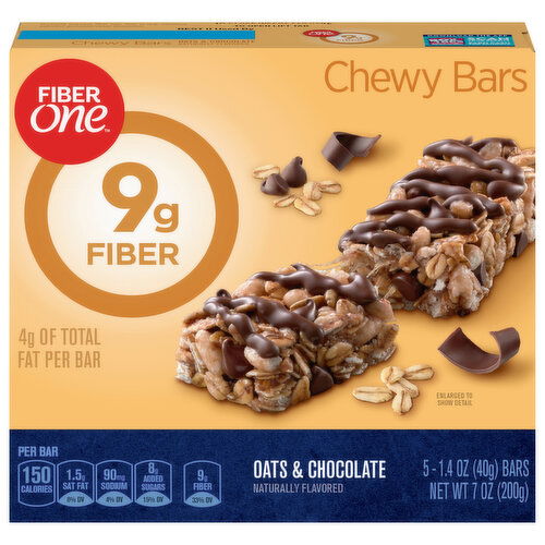 Fiber One Oats & Chocolate Chewy Bars - 5 Each