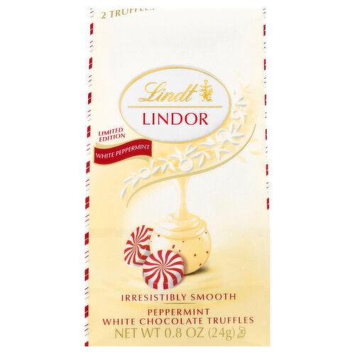 Lindt Lindor Truffles, White Chocolate, Peppermint, Limited Edition