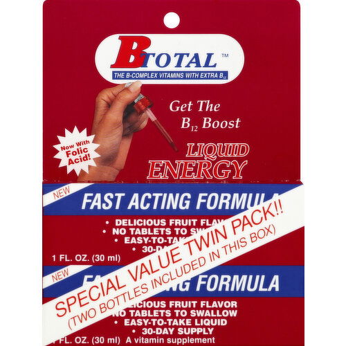 B Total Liquid Energy, Fruit Flavor, Twin Pack