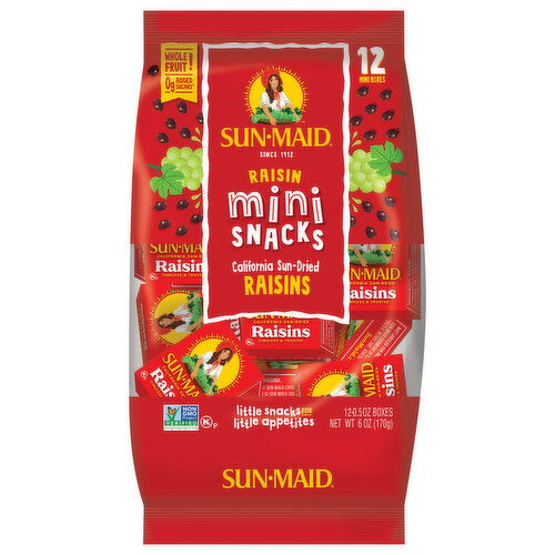 Sun-Maid Mini-Snacks® California Sun-Dried Raisins 12-Count Bag/.5oz Cartons