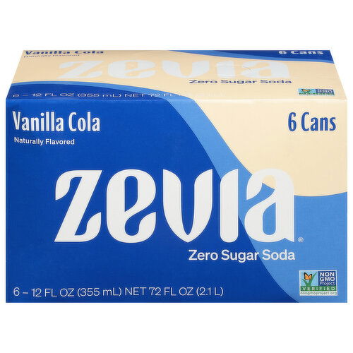 Zevia Soda, Zero Sugar, Vanilla Cola