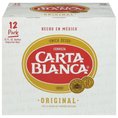 Carta Blanca Beer, Imported, Original, 12 Pack - 12 Each