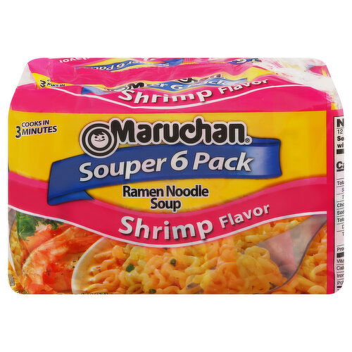 Maruchan Ramen Noodle Soup, Shrimp Flavor, Souper 6 Pack