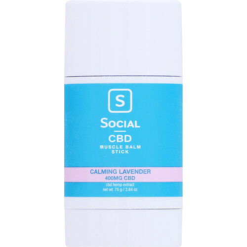 Social CBD Muscle Balm Stick, Calming Lavender, CBD