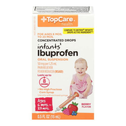 Topcare Ibuprofen, Infants', 50 mg, Concentrated Drops, Berry Flavor