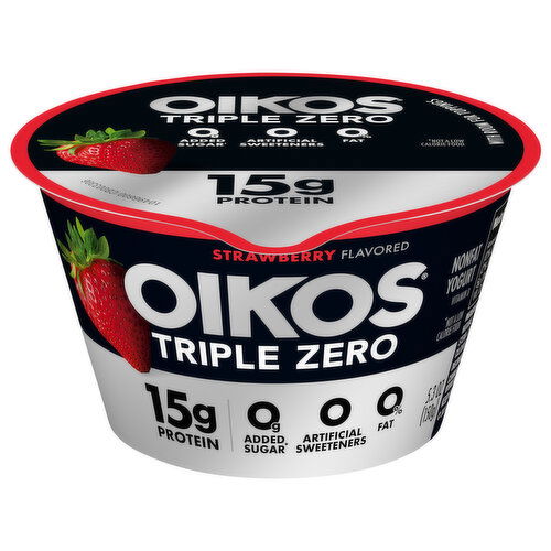 Oikos Triple Zero Yogurt, Nonfat, Strawberry Flavored